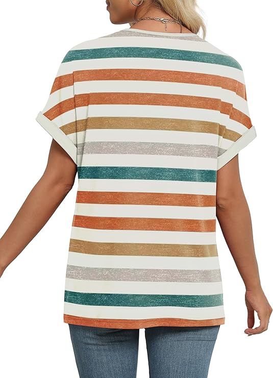 WIHOLL Womens Summer Tops Short Dolman Sleeve Shirts 2025 Fashion V Neck Outfits Clothes
